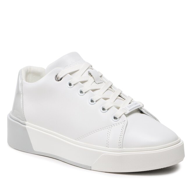 Sneakers Calvin Klein Heel Cupsole Lace Up-Lth Mix HW0HW01209 Ck White YAF Calvin imagine noua gjx.ro