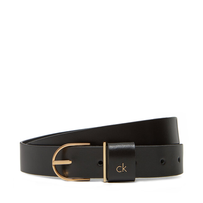 Pasek Damski Calvin Klein Ck Metal Loop Round Buckle 25Mm - Czarny