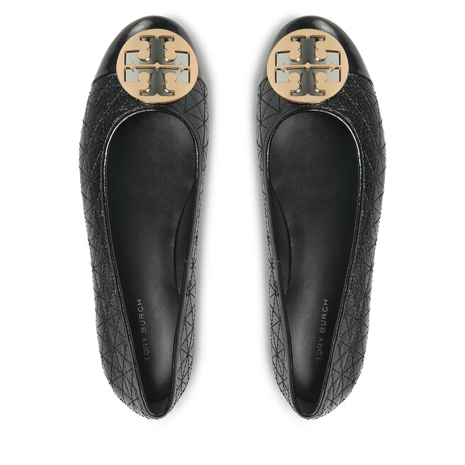 Tory Burch Baleríny Tory Burch Claire Quilted Ballet 150824 Perfect Black / Silver / Gold 001
