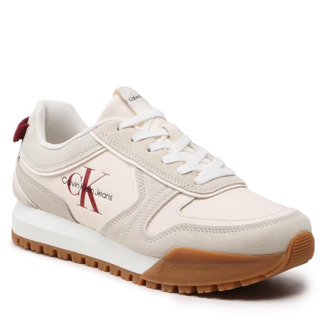 Sneakers Calvin Klein Jeans Toothy Runner Irregular Lines YM0YM00624 Ancient White/Eggshell Ancient imagine noua gjx.ro