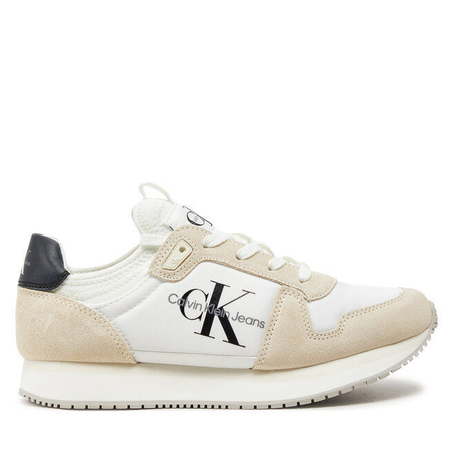 Sneakersy Calvin Klein Jeans Runner Sock Laceup Ny-Lth Wn - Biały