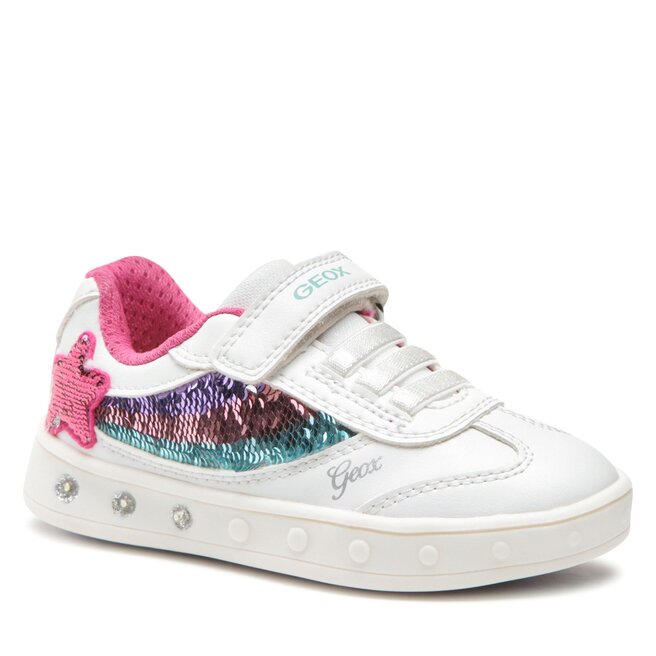 Sneakers Geox J Skylin Girl J358WB0BCATC0653 M White/Multicolor epantofi-Copii-Fete-Pantofi imagine noua gjx.ro