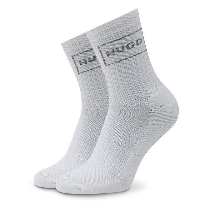 Hugo Sada 3 párů dámských vysokých ponožek Hugo 3p Qs Rib Logo Cc W 50484149 100
