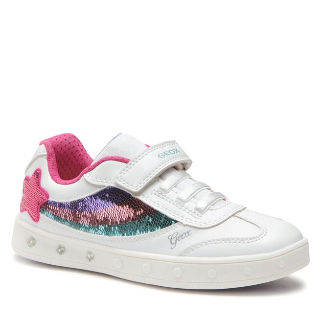 Sneakers Geox J Skylin Girl J358WB0BCATC0653 D White/Multicolor epantofi-Copii-Fete-Pantofi imagine noua gjx.ro