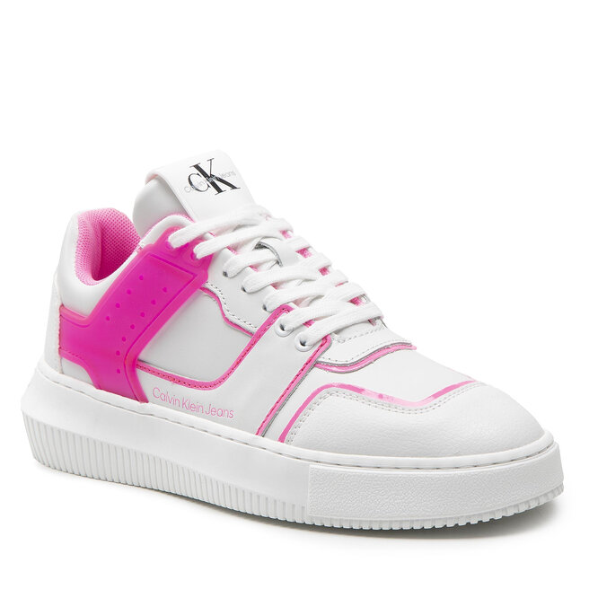 Sneakers Calvin Klein Jeans Chunky Cupsole Laceup Low Tpu YW0YW00690 White/Neon Pink 0LA 0LA imagine noua gjx.ro