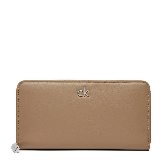 Duży Portfel Damski Calvin Klein Ck Daily Large Zip Around_Pbl - Brązowy