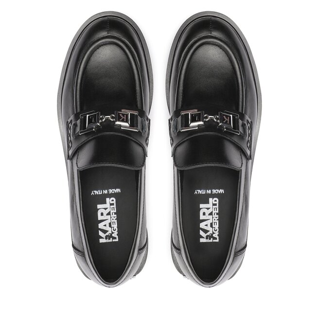 KARL LAGERFELD Loafersy KARL LAGERFELD KL41420 Black Lthr w/Silver