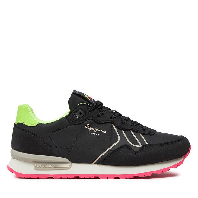Sneakersy Pepe Jeans Brit Neon W - Czarny