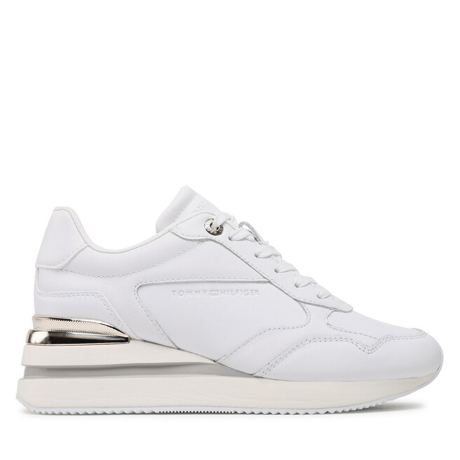 Tommy Hilfiger Sneakersy Tommy Hilfiger Wedge Sneaker With Gold FW0FW07031 White YBS