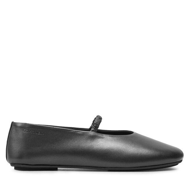 Baleriny Calvin Klein Ballerina W/Strap Pearl Lth - Czarny
