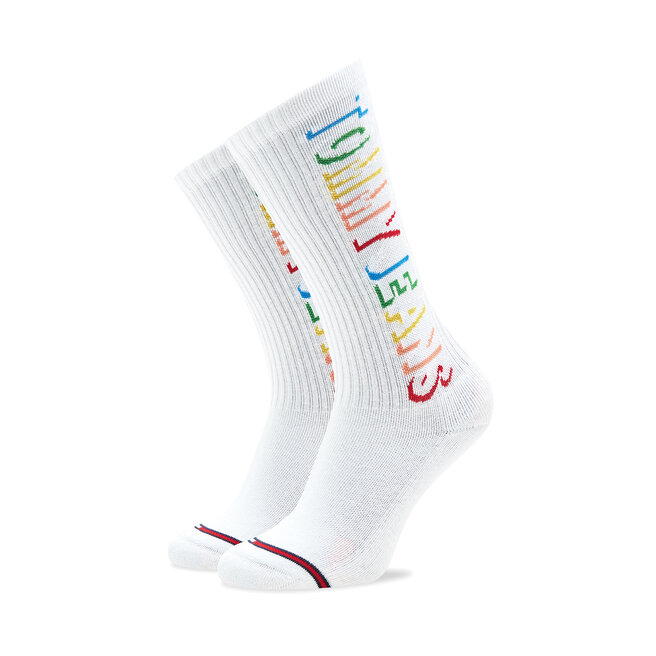Tommy Jeans Set de 3 perechi de șosete medii unisex Tommy Jeans 701222686 White 001