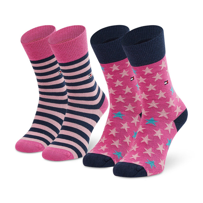 Tommy Hilfiger Set di 2 paia di calzini lunghi unisex Tommy Hilfiger 100000816 Pink Combo 009