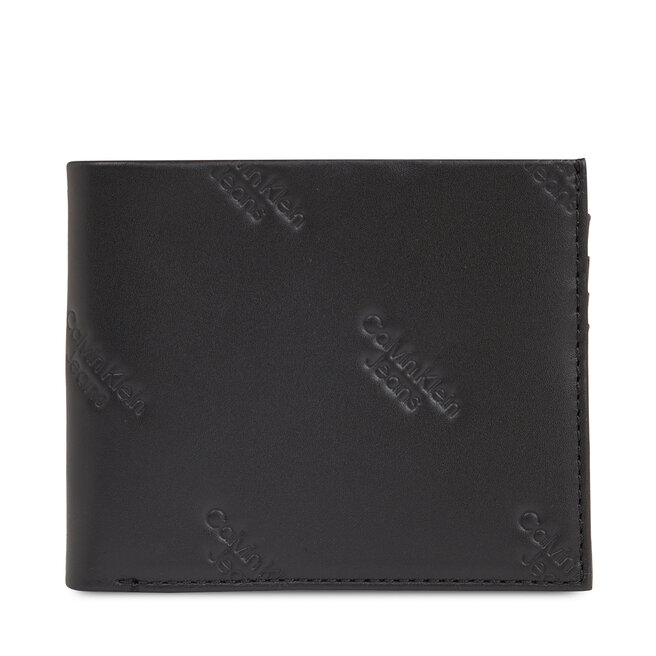 Duży Portfel Męski Calvin Klein Jeans Logo Print Bifold Id - Czarny