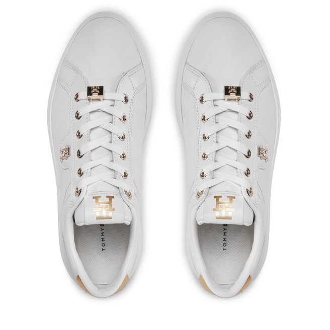 Sneakersy Tommy Hilfiger Pointy Court Sneaker Hardware FW0FW07780 Bílá