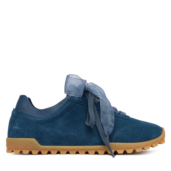 Sneakersy Calvin Klein Low Profile Run Mg Sue Db Laces HW0HW03150 Granatowy - kobiece