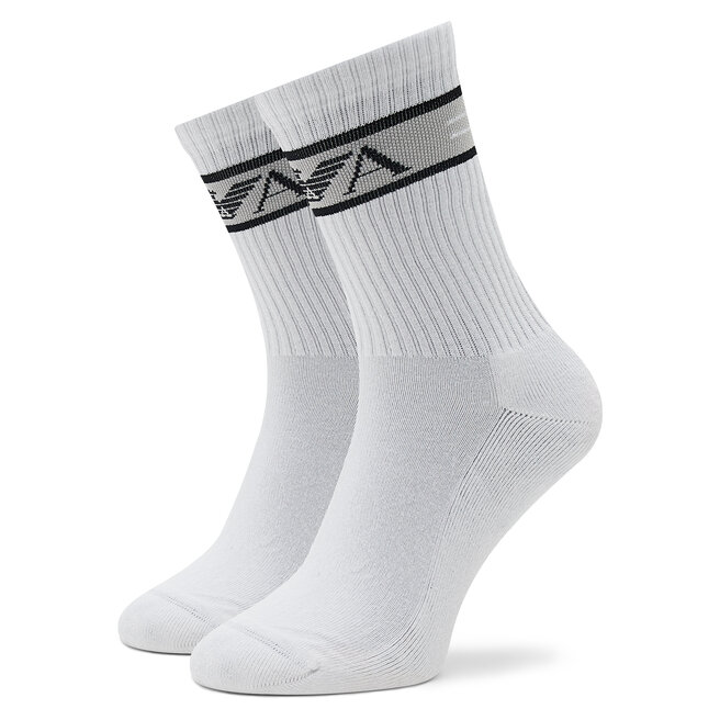 Emporio Armani Sada 2 párů pánských vysokých ponožek Emporio Armani 303122 2F396 00911 Bianco/Nero