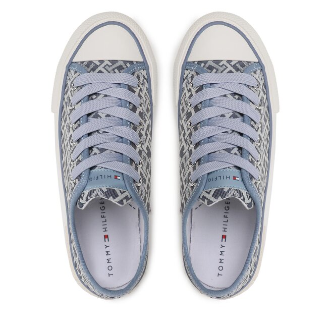 Tommy Hilfiger Teniși Tommy Hilfiger Logo All Over Low Cut Lace-Up Sneaker T3A9-32675-0034 S Denim 806