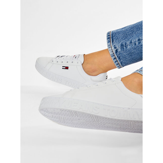 cool tommy jeans cupsole sneakers in white