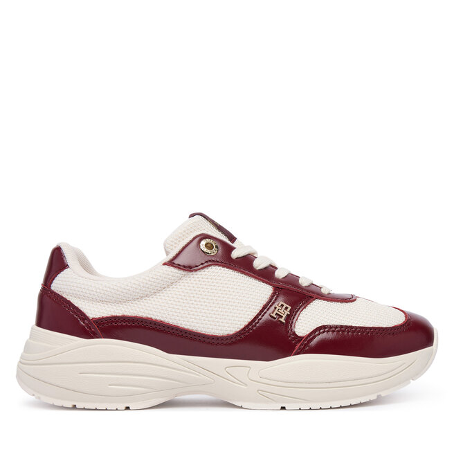 Sneakersy Tommy Hilfiger Modern Runner Shiny Leather FW0FW09413 Bordowy - kobiece