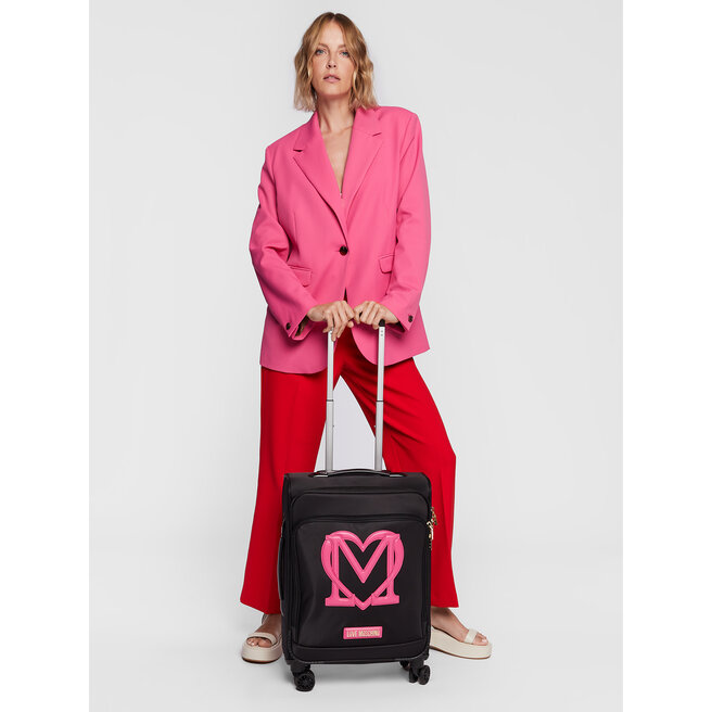LOVE MOSCHINO Kis szövetborítású bőrönd LOVE MOSCHINO JC5101PP1GKX000C Nero/Fuxia
