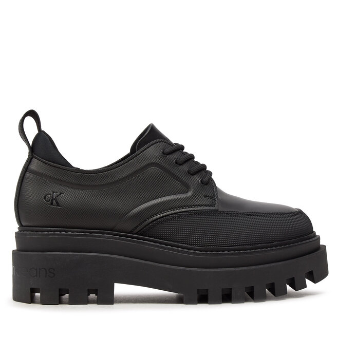 Półbuty Calvin Klein Jeans Flatform Laceup Derby Mg Mtl - Czarny