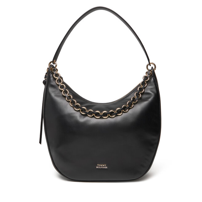 Torebka Tommy Hilfiger Moon Leather Hobo - Czarny