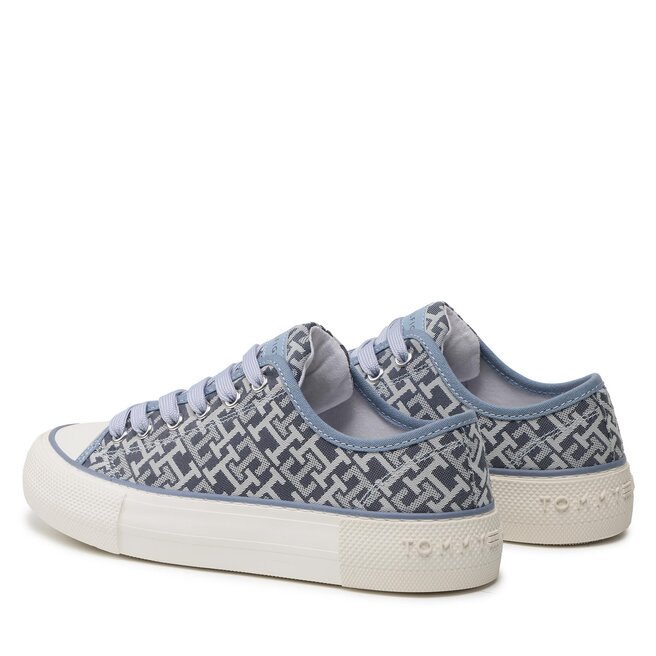 Tommy Hilfiger Teniși Tommy Hilfiger Logo All Over Low Cut Lace-Up Sneaker T3A9-32675-0034 S Denim 806