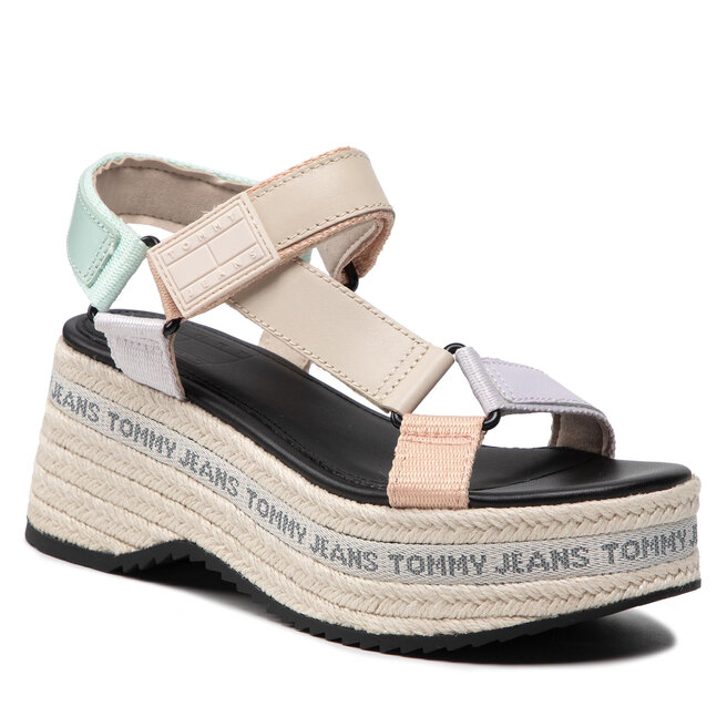 Espadrile Tommy Jeans Wedge Sandal EN0EN01810 Oxygen L4T EN0EN01810 imagine noua