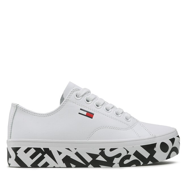 Tommy Jeans Sneakersy Tommy Jeans Cupsole Print Logo EN0EN02064 White 0K4