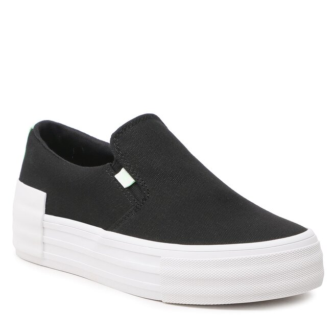 Teniși Calvin Klein Jeans Vulc Flatf Bold Slipon Fluo Cont YW0YW00905 Black/Live Mist 0GN