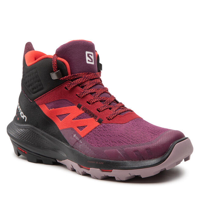 Trekkings Salomon Outpulse Mid Gtx GORE-TEX W 416256 20 V0 Grape Wine/Vanilla Ice/Poppy Red 416256 imagine noua