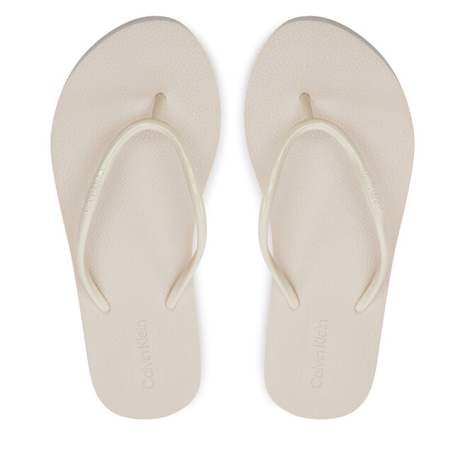 Japonki Calvin Klein Flatform Ff Deboss Logo Tpu - Beżowy