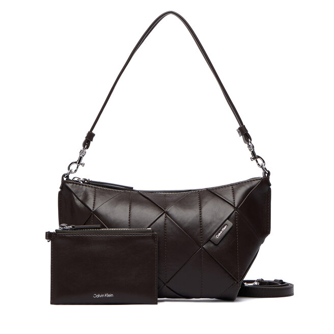 Torebka Calvin Klein Woven Shoulder Bag LV04F3546G Brązowy -