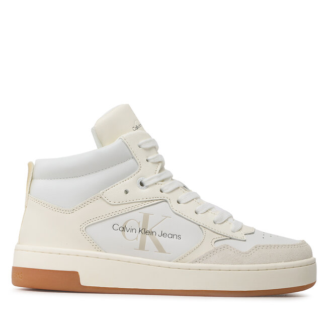 Calvin Klein Jeans Сникърси Calvin Klein Jeans Basket Cupsole Mid Leather YW0YW00877 Ivory/Bright White 02X