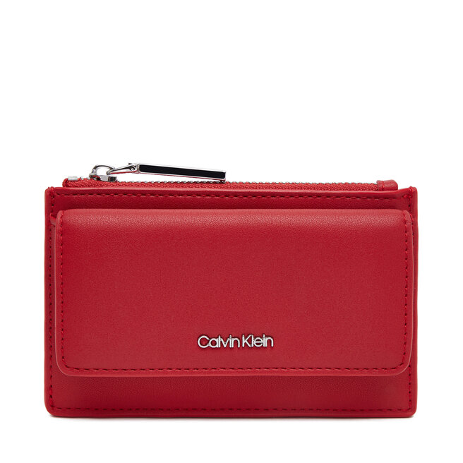 Duży Portfel Damski Calvin Klein Ck Must Zip Flap Cardholder - Czerwony