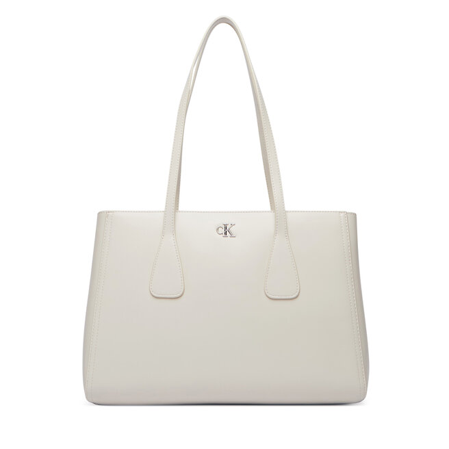 Torebka Calvin Klein Ck Medium Work Tote LV04F3442G Beżowy jasny -