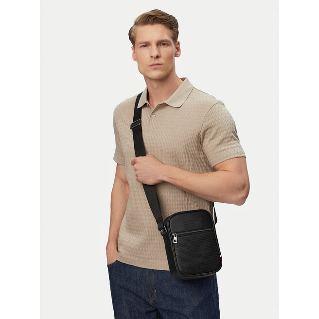 Saszetka Tommy Hilfiger Th Woven Mini Reporter AM0AM14095 Czarny -