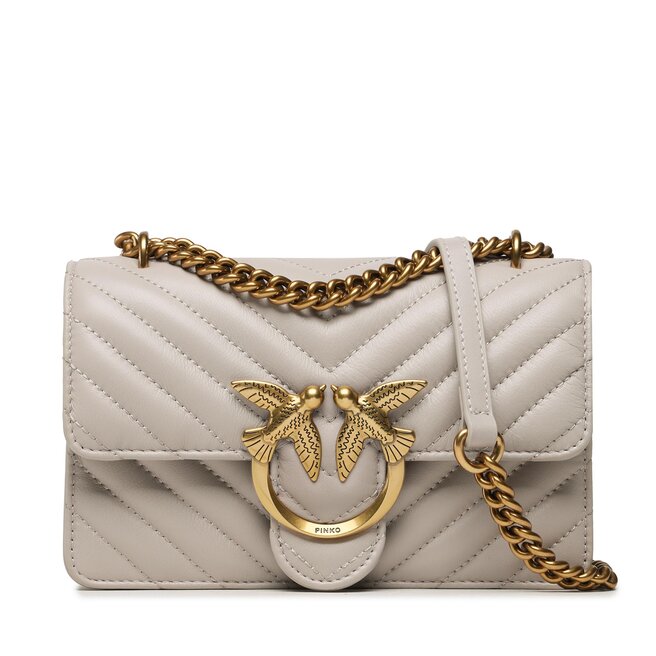 Pinko Geantă Pinko Love Icon Mini Dc 100074 A0GK Grigio Pinguino/Antique Gold I30Q