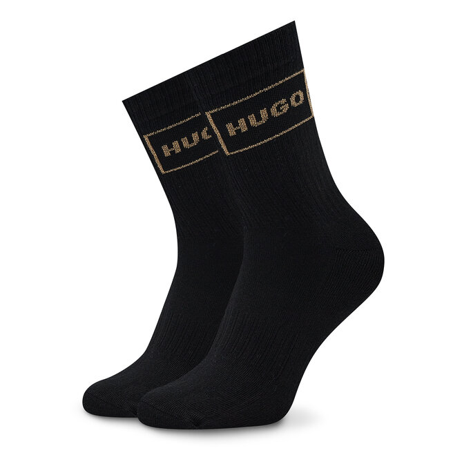 Hugo Sada 3 párů dámských vysokých ponožek Hugo 3p Qs Rib Logo Cc W 50484149 001