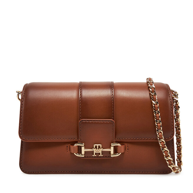 Torebka Tommy Hilfiger Heritage Leather Crossover Burn - Brązowy