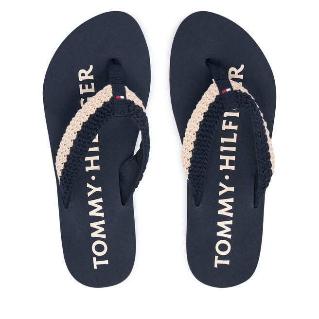 Japonki Tommy Hilfiger Crochet Summer FW0FW09417 Granatowy -
