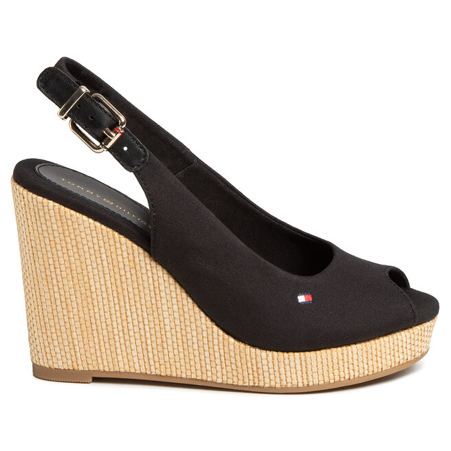Tommy Hilfiger Espadrilky Tommy Hilfiger Iconic Elena Sling Back Wedge FW0FW04789 Black BDS