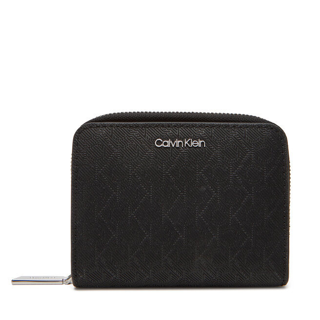 Mały Portfel Damski Calvin Klein Ck Must Aop Md Zip Around W Flap - Czarny