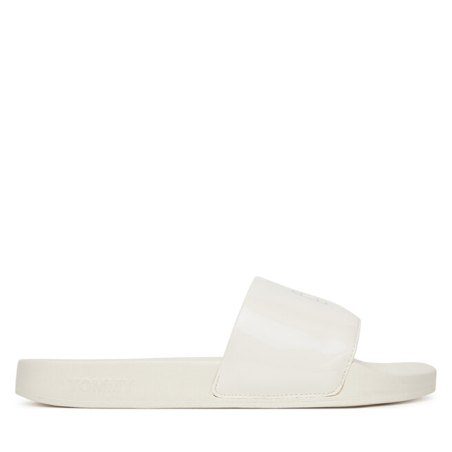 Klapki Tommy Jeans Flag Pool Slide Patent - Biały