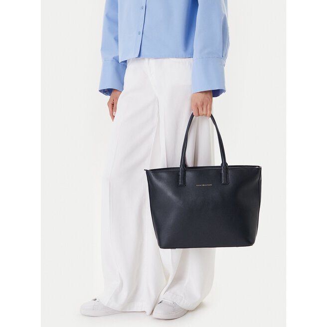 Torebka Tommy Hilfiger Th Logotape Tote AW0AW17449 Granatowy -