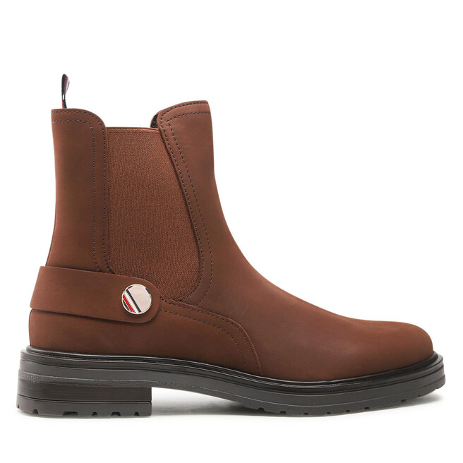 Tommy Hilfiger Боти тип челси Tommy Hilfiger Th Coin Flat Boot FW0FW06742 Truffle Brown GT7
