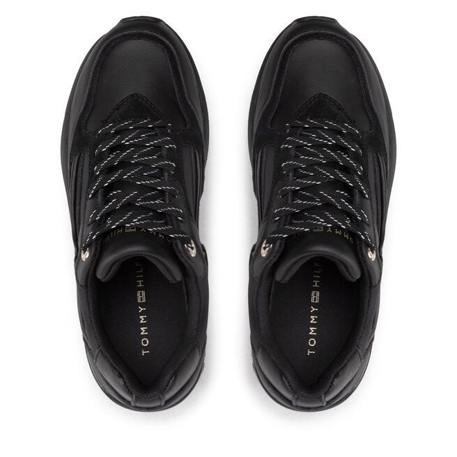 Tommy Hilfiger Сникърси Tommy Hilfiger Chunky Sneaker With Fur Insole FW0FW07029 Triple Black 0GK