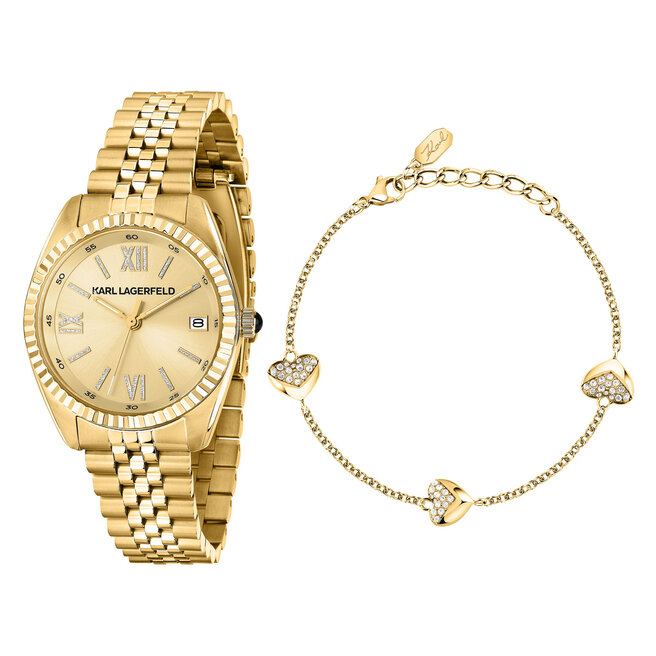 Zestaw zegarek i bransoletka KARL LAGERFELD R0553108501 Złoty -