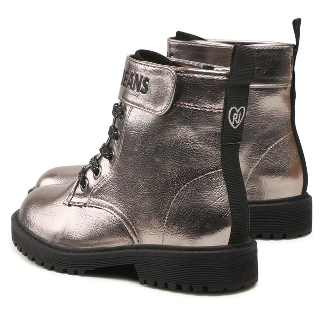 Pepe Jeans Kozačky Pepe Jeans Hatton Strap Metal PGS50168 Silver 934