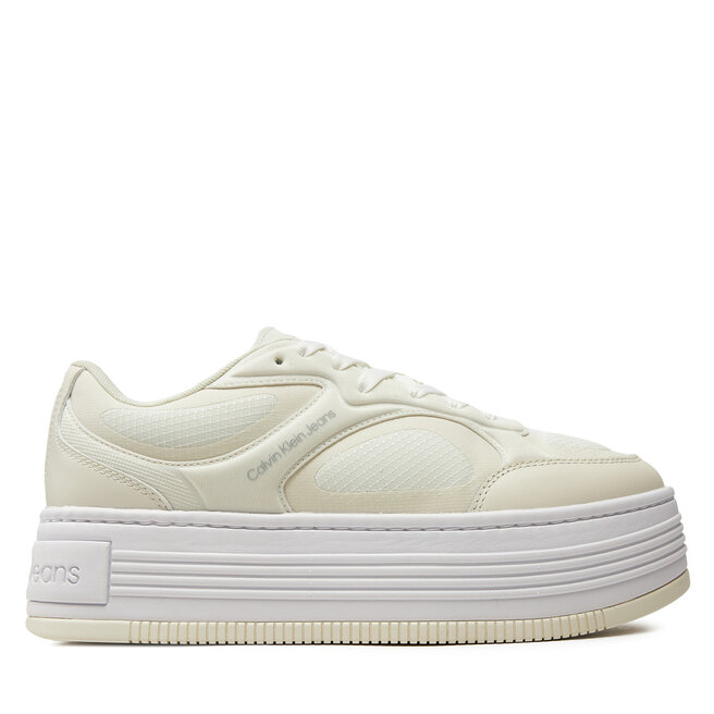Sneakersy Calvin Klein Jeans Bold Platf Low Lace Mix In Mtl - Beżowy